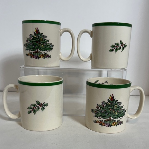 Spode Other - Four Spode 9oz Festive Christmas Tree Mugs with Green Trim